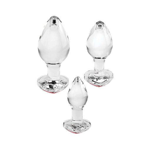 Adam & Eve Red Heart Gem Glass Plug Set - Image 7