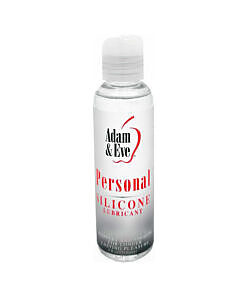 Adam & Eve Personal Silicone Lubricant 4oz bottle with sleek design and clear liquid visible.