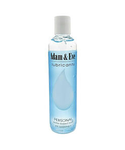 Adam & Eve water-based lubricant 8 oz bottle with flip cap on a neutral background.