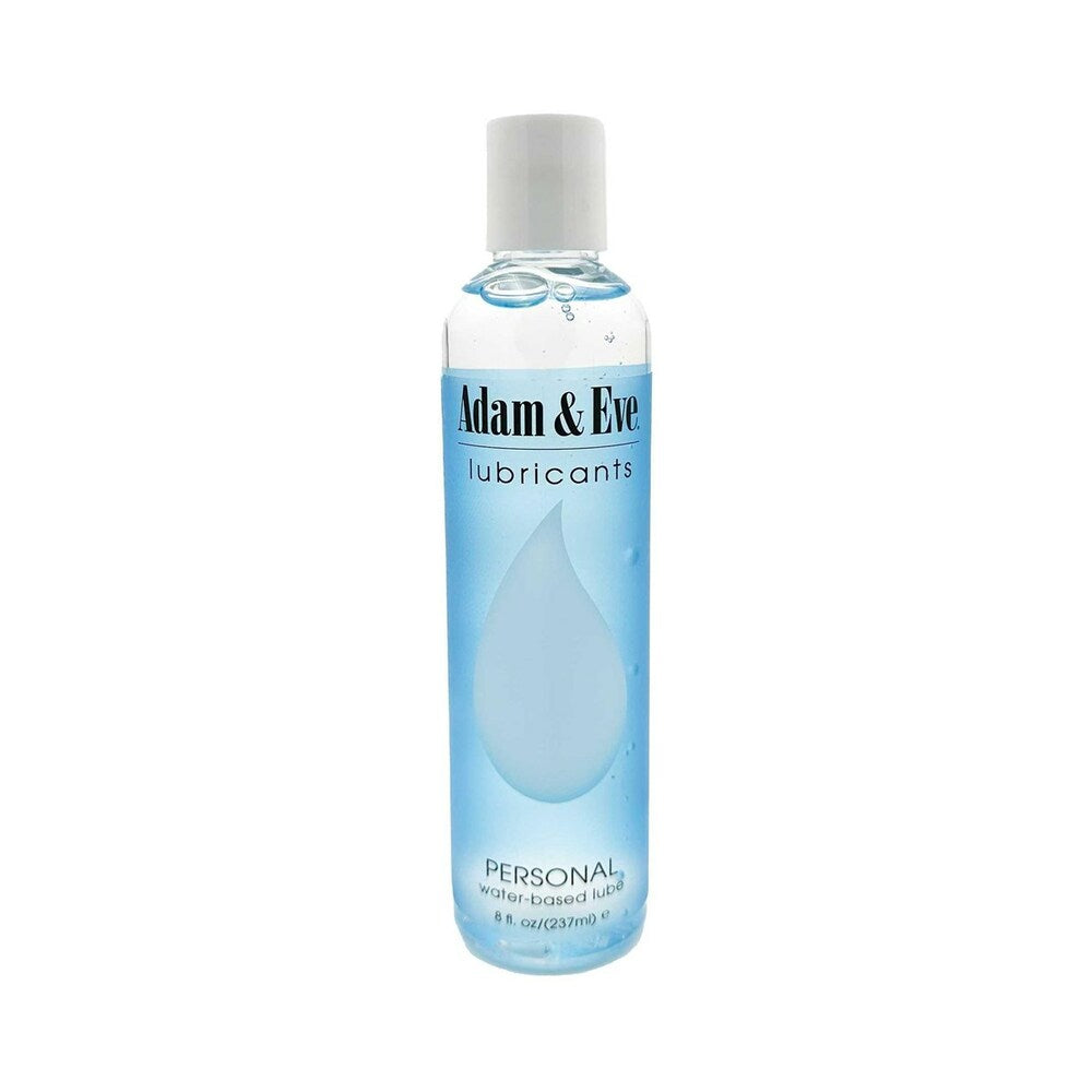 Adam & Eve water-based lubricant 8 oz bottle with flip cap on a neutral background.