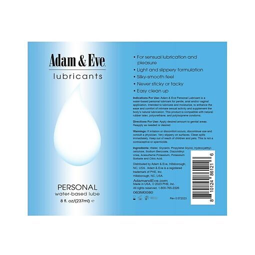 Adam & Eve Personal Water-Based Lubricant 8 oz. - Image 3