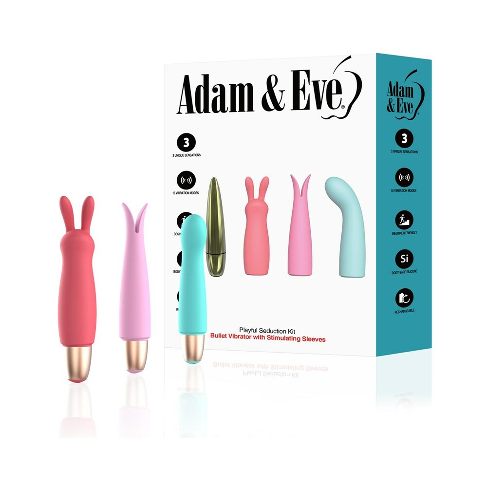 Adam & Eve Playful Seduction Kit - beginner-friendly sex toy kit with Golden Bullet and accessories
