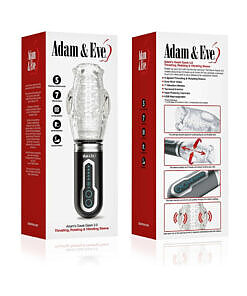 Adam & Eve Adam''s Gawk Gawk 3.0 thrusting rotating vibrating sleeve with mouth-shaped opening on white background.