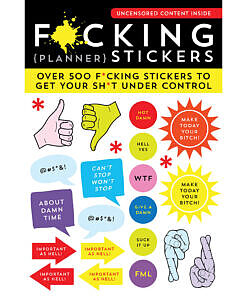 Fucking Planner Stickers book with colorful swear word stickers on a planner spread