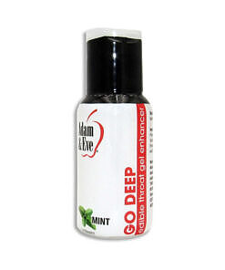 Adam & Eve Go Deep edible throat gel enhancer in 1 oz mint green bottle