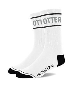 Prowler RED Otter Socks photographed on a wooden floor