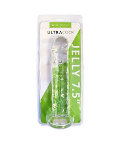 Me You Us Ultracock Clear Jelly 7.5 in. Dong on white backdrop