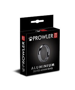 Prowler RED Aluminum Silver 45mm ring with glossy silver finish displayed on a reflective surface