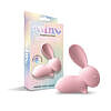 Pink silicone WINX Babbitty Rabbitty Bunny Vibrator with rabbit ears and USB cable on a white bathroom counter.