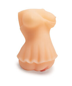 translucent pink TPE onahole with ribbed tunnel texture