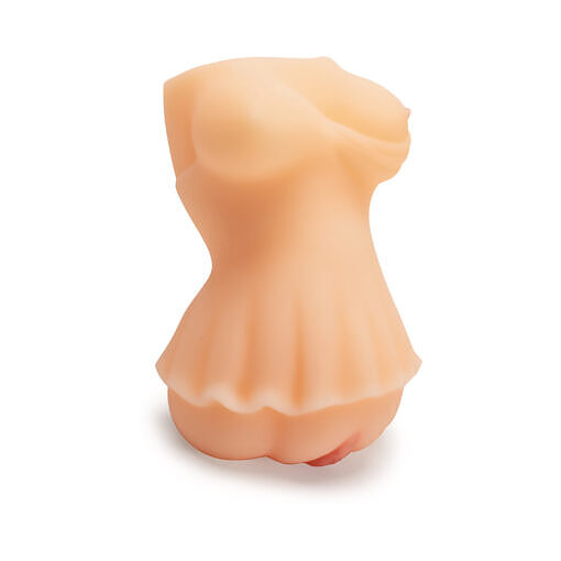 translucent pink TPE onahole with ribbed tunnel texture
