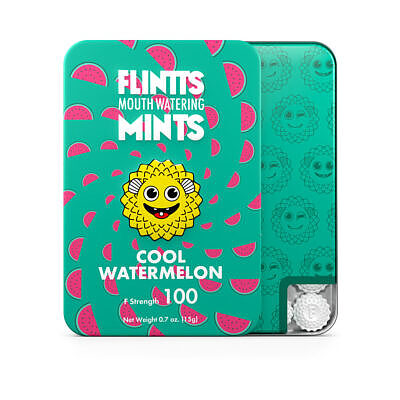 Flintts Mints Cool Watermelon F Strength 100 tin - quick-dissolving mints for dry mouth