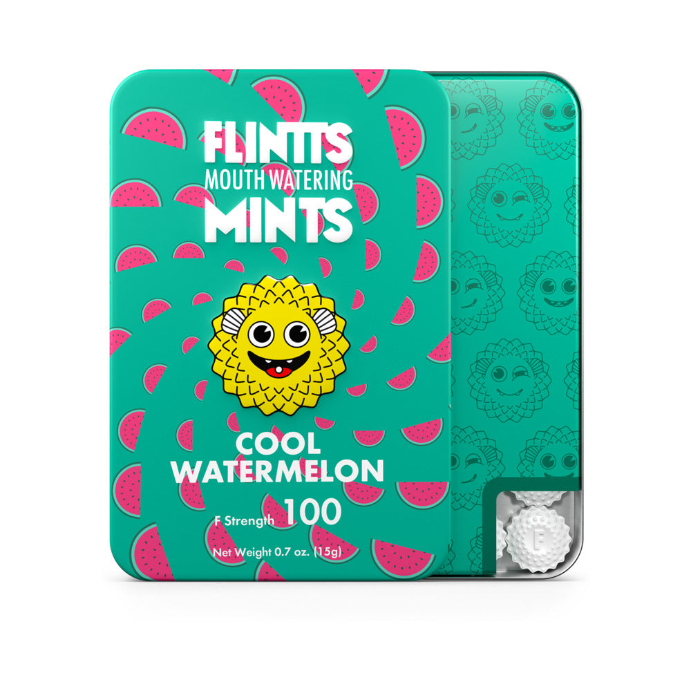 Flintts Mints Cool Watermelon F Strength 100 tin - quick-dissolving mints for dry mouth