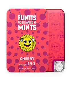 Flintts Mints Cherry F Strength 150 quick-dissolving dry mouth mints tin by Flintts Mints