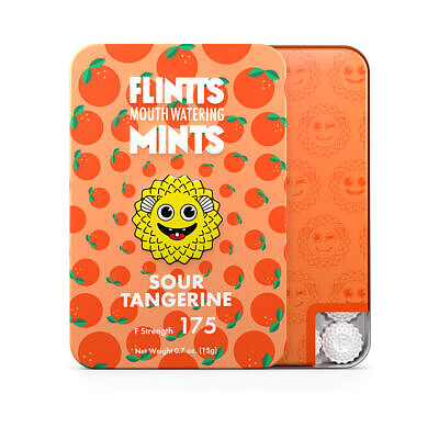 Flintts Mints Sour Tangerine F Strength 175 quick-dissolving sour mints dry mouth relief