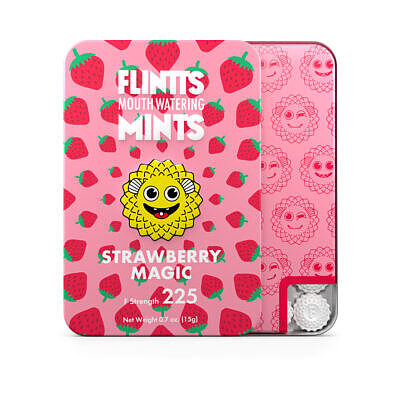 Flintts Mints Strawberry Magic F Strength 225 quick-dissolving saliva-stimulating mint tabs