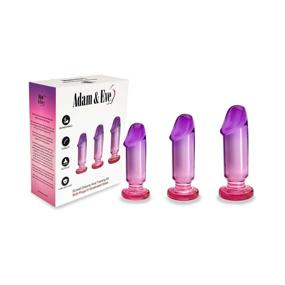 Adam & Eve Sunset Dreams Anal Plug Training Kit with 3 graduated ombre plugs for beginners