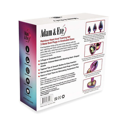 Adam & Eve Rainbow Heart Anal Plug Training Set - Image 7