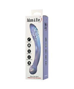 Iridescent glass fairy wand with rounded and tapered ends lying on silk fabric