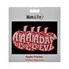 Close-up of Adam & Eve Apple Pasties with glossy satin retro logo on a flat surface