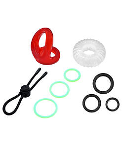 showing multiple stretchy rings in assorted sizes.