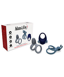 Adam & Eve Rockin'' Rumbler Enhancers: three vibrating silicone rings with nubby