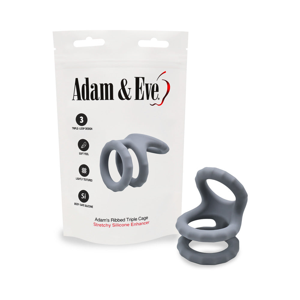 Adam & Eve Adam's Ridged Triple Cage - triple cock ring with 3 ridged soft loops for enhanced erection support