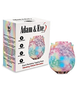 Adam & Eve Eve's Ravishing Rose Tapping Clitoral Stimulator Rainbow in galaxy rainbow pattern