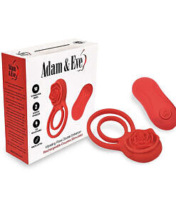 Adam & Eve Double Ring Vibrating Rose Cock Ring with rose-shaped vibrator at base