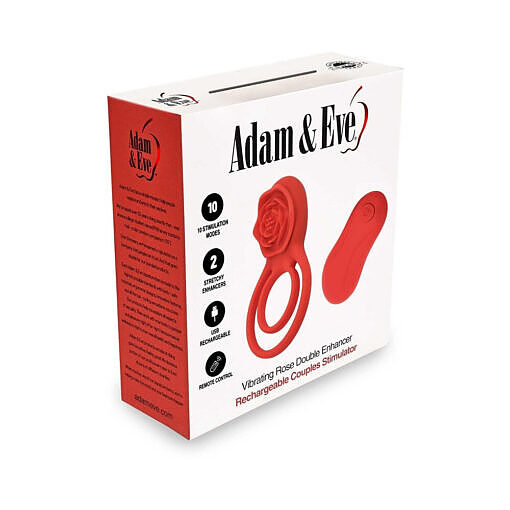 Adam & Eve Double Ring Vibrating Rose Cock Ring - Image 8