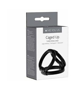 Me You Us Caged Up 3-Ring Cock Cage in black