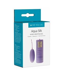 Me You Us Aqua Silk Wired Vibrating Bullet Violet with silky violet finish and remote control.