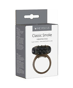 Me You Us Classic Smoke Vibrating Ring in smoke gray with textured band and bullet vibrator