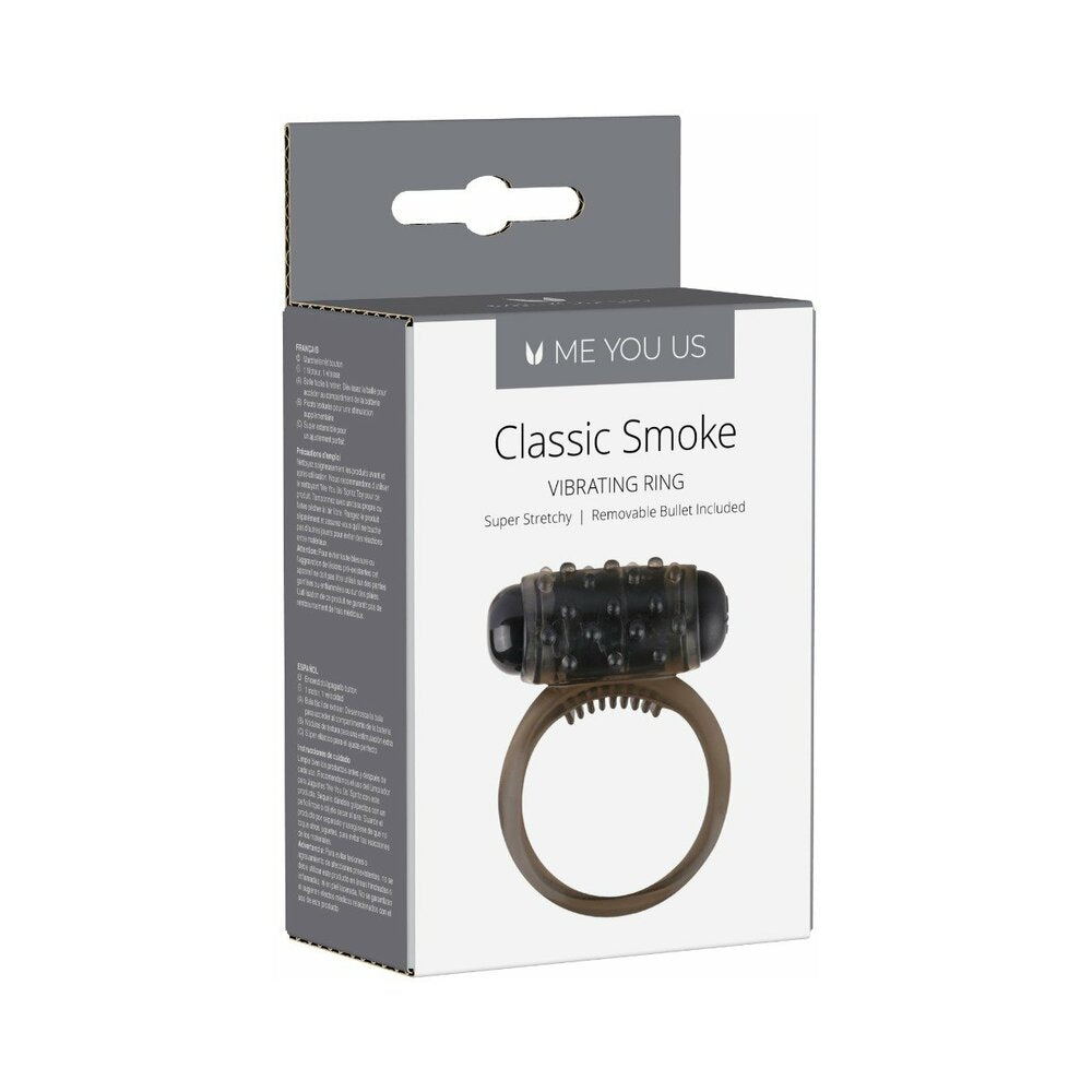 Me You Us Classic Smoke Vibrating Ring in smoke gray with textured band and bullet vibrator