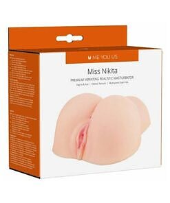 Me You Us Miss Nikita vibrating realistic masturbator in vanilla color showcasing lifelike dual entry points and ergonomic shape.