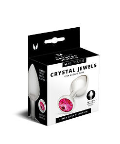 Pink medium-sized Me You Us Crystal Jewels Metal Plug with sparkling jewel base on white background