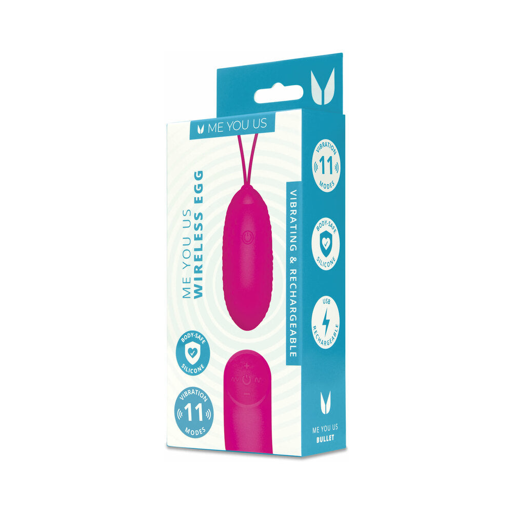 Me You Us Wireless Egg Hot Pink displayed on a satin backdrop with remote