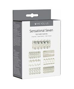 Me You Us Sensational Seven Textured Sleeves 7-piece set with seven colorful textured sleeves displayed on a clean white background.