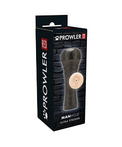 Prowler RED Manhole Ultra Stroker showing deep ribbed texture and soft flesh tone against a dark surface.