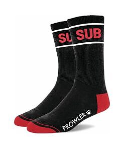Prowler RED Sub Socks shown on foot wearing training shoes