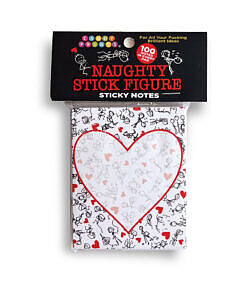 Naughty Stick Figure Sticky Notes pad with risqué stick figure doodles displayed against a white background