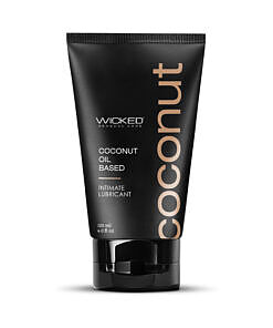 Wicked Coconut Oil Based Lubricant 4 oz jar with smooth white balm and tropical vacation scent