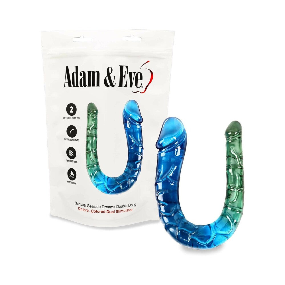 Adam & Eve Sensual Seaside Dreams Double Dong in ocean-blue