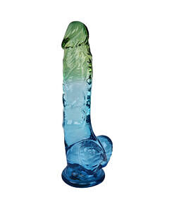 ombre realistic dildo with suction cup base on white background.
