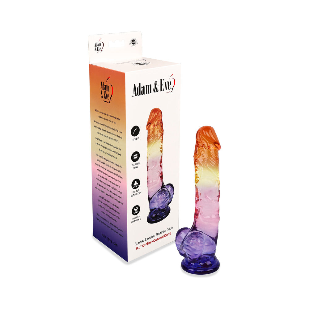Adam & Eve Sunrise Dreams Realistic Dildo 9.5 in. ombre sunrise color realistic dong
