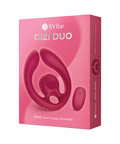 SVibe Snail GIZI Duo Couples Stimulator in burgundy silicone with curved dual arm design