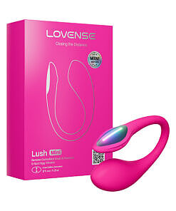 Pink silicone Lovense Lush Mini egg vibrator with curved tip