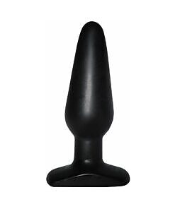 Me You Us Black Medium Anal Plug with tapered base and smooth black silicone finish on a dark surface.