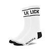 Prowler RED Lick Socks in white and black featuring a bold red tongue graphic rolling from the toe