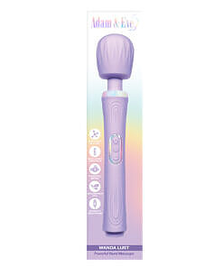 Soft ridged silicone head of Adam & Eve Wanda Lust powerful wand massager against satin sheets